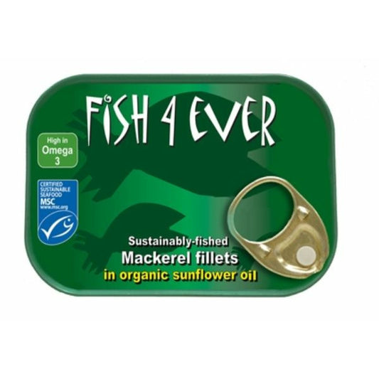 FISH 4 EVER Mackerel Fillet In S/Flower Oil    Size - 10x120g