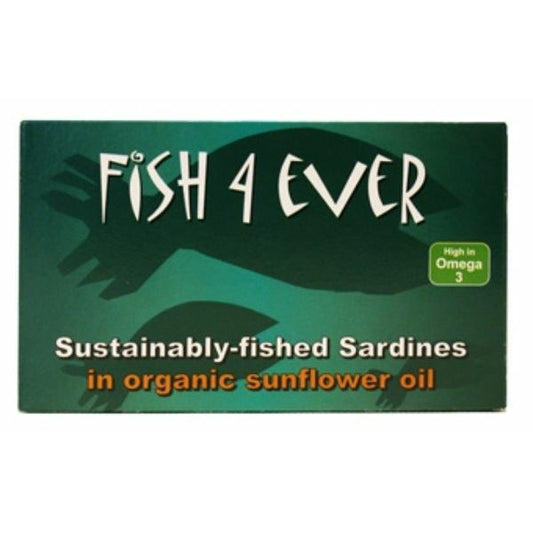 FISH 4 EVER Whole Sardines Org Sunflower Oil   Size - 10x120g
