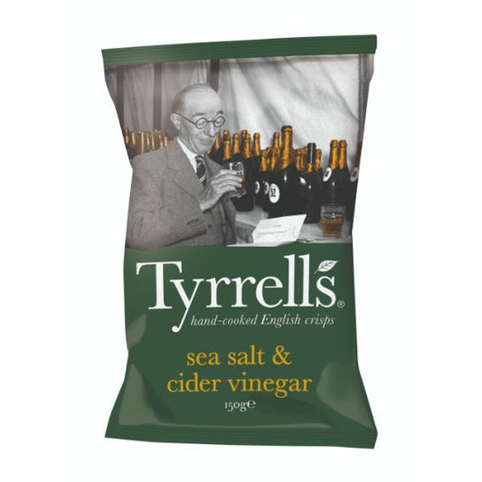 TYRRELLS CRISPS Cider Vinegar & Sea Salt           Size - 12x150g