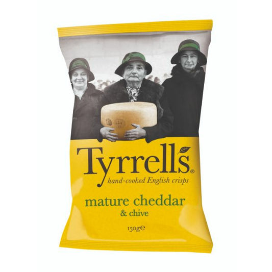 TYRRELLS CRISPS Mature Cheddar & Chives            Size - 12x150g