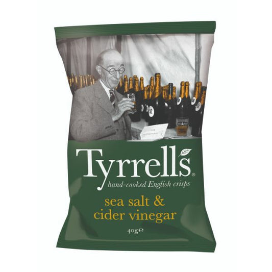 TYRRELLS CRISPS Cider Vinegar & Sea Salt           Size - 24x40g
