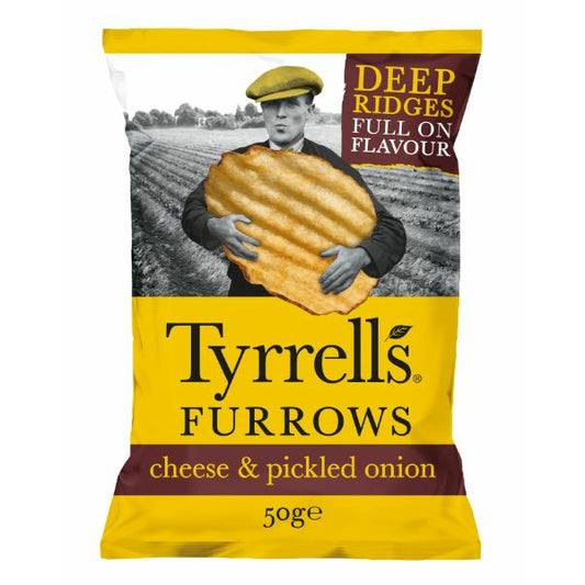 TYRRELLS FURROWS Cheese & Pickled Onion             Size - 24x50g
