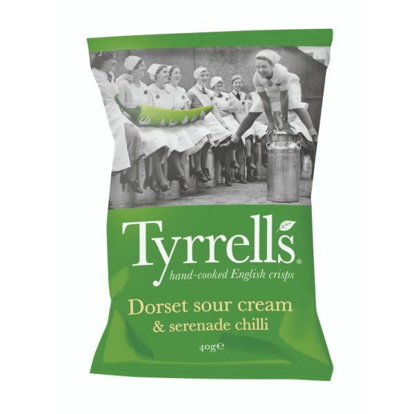 TYRRELLS CRISPS Dorset Sour Cream & Serenade       Size - 24x40g