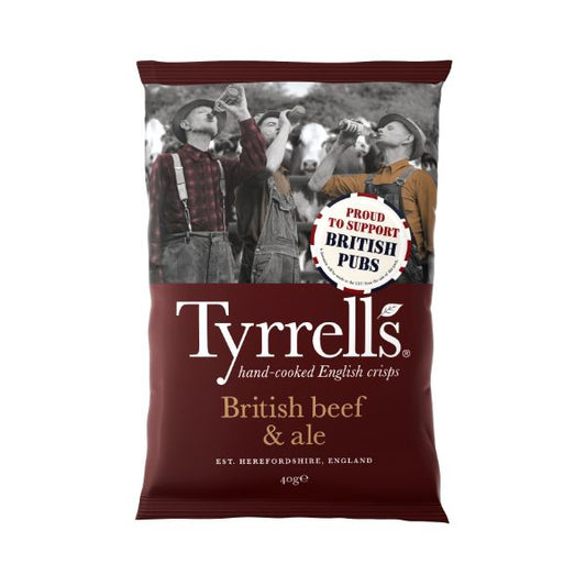 TYRRELLS Beef & Ale Crisps                  Size - 24x40g