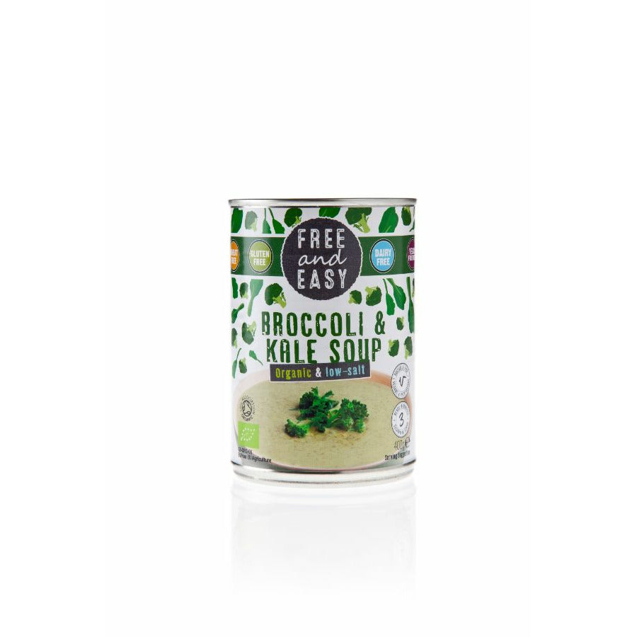 FREE & EASY Org L/Salt Broccoli & Kale Soup    Size - 6x400g