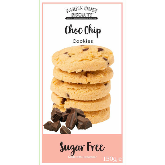 FARMHOUSEBISCUITS Sugar Free Choc Chip Cookies       Size - 12x150g
