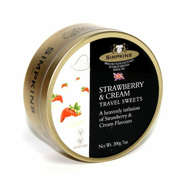 SIMPKINS TRAVEL SWEE Strawberry & Cream Travel Sweets   Size - 6x200g