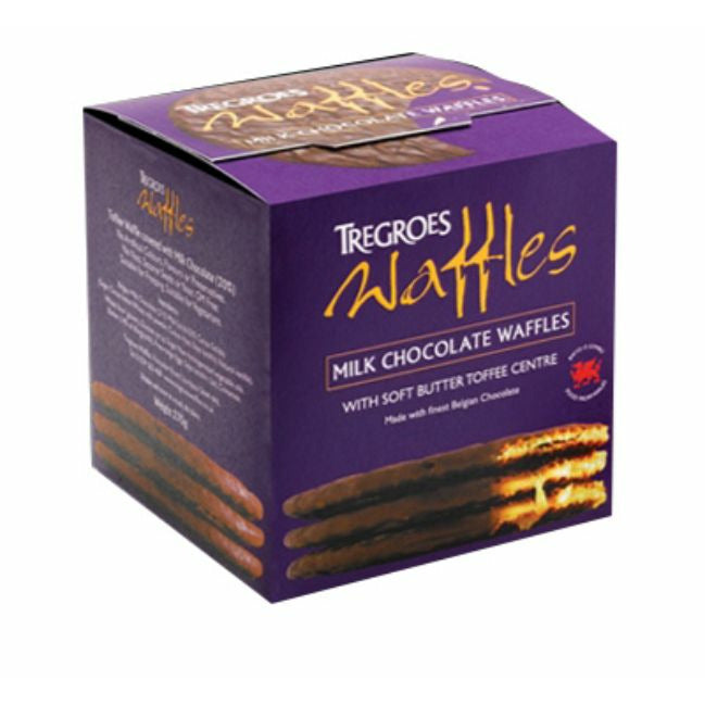 TREGROES WAFFLES Milk Chocolate Waffles Box         Size - 6x6's